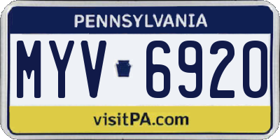 PA license plate MYV6920
