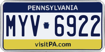 PA license plate MYV6922