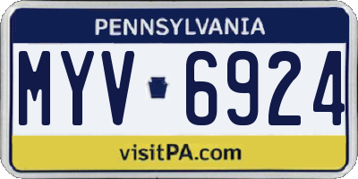 PA license plate MYV6924