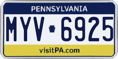 PA license plate MYV6925