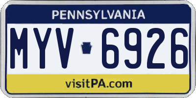 PA license plate MYV6926