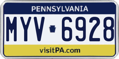 PA license plate MYV6928