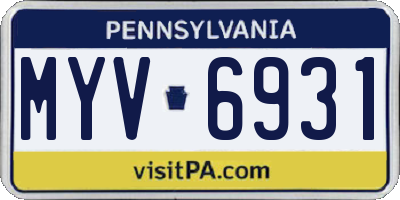 PA license plate MYV6931