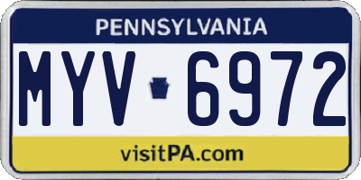 PA license plate MYV6972