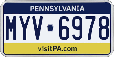 PA license plate MYV6978