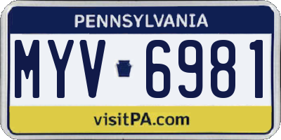 PA license plate MYV6981