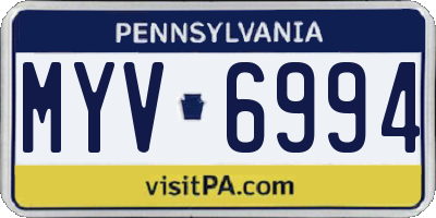 PA license plate MYV6994