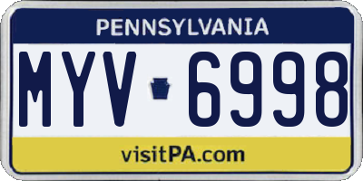 PA license plate MYV6998