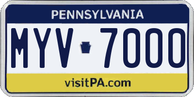 PA license plate MYV7000