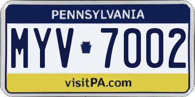 PA license plate MYV7002