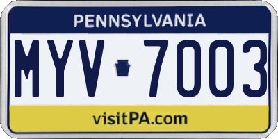 PA license plate MYV7003
