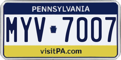 PA license plate MYV7007