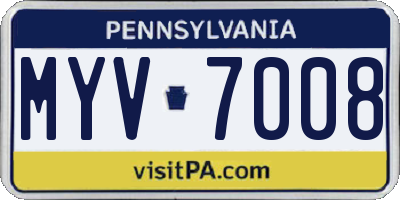 PA license plate MYV7008