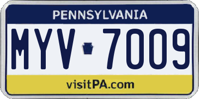 PA license plate MYV7009