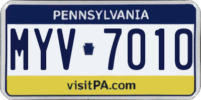 PA license plate MYV7010