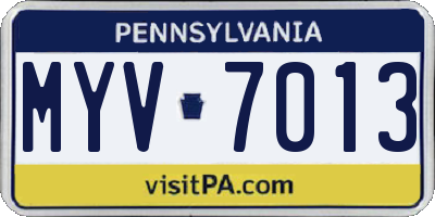 PA license plate MYV7013
