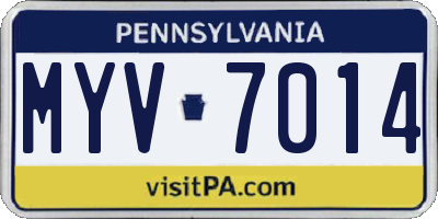 PA license plate MYV7014