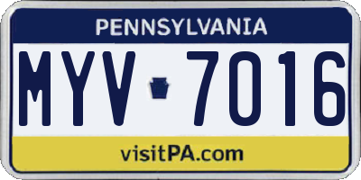 PA license plate MYV7016
