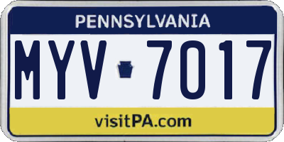 PA license plate MYV7017