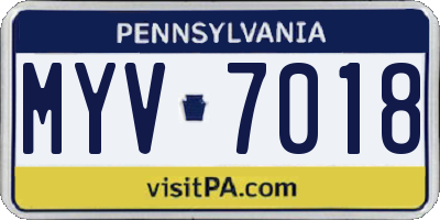 PA license plate MYV7018