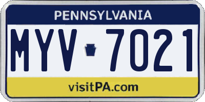 PA license plate MYV7021