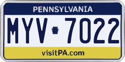 PA license plate MYV7022