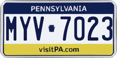 PA license plate MYV7023