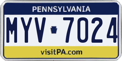PA license plate MYV7024