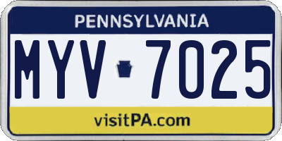 PA license plate MYV7025