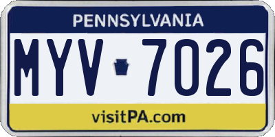 PA license plate MYV7026