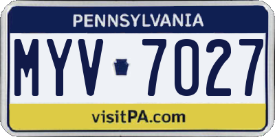 PA license plate MYV7027