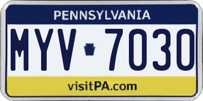 PA license plate MYV7030