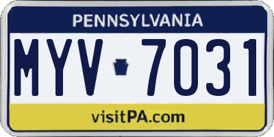 PA license plate MYV7031