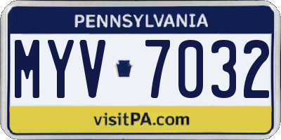 PA license plate MYV7032