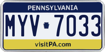 PA license plate MYV7033