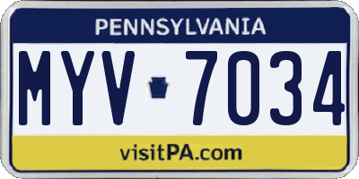 PA license plate MYV7034