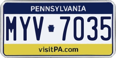 PA license plate MYV7035