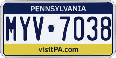 PA license plate MYV7038
