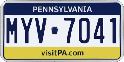 PA license plate MYV7041