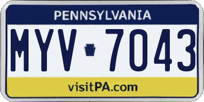 PA license plate MYV7043