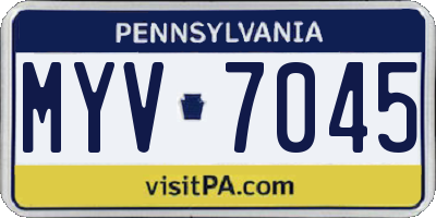 PA license plate MYV7045