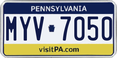PA license plate MYV7050
