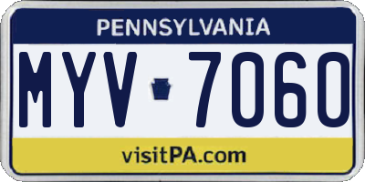 PA license plate MYV7060