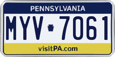 PA license plate MYV7061