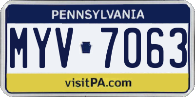 PA license plate MYV7063