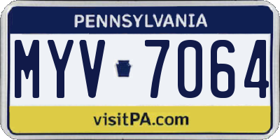 PA license plate MYV7064