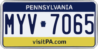 PA license plate MYV7065