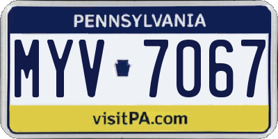 PA license plate MYV7067