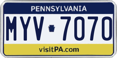 PA license plate MYV7070