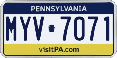 PA license plate MYV7071